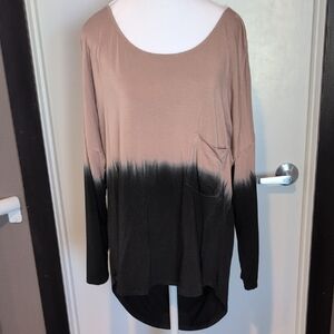 VENUS Ombre Tan and Black Long Sleeve Top
